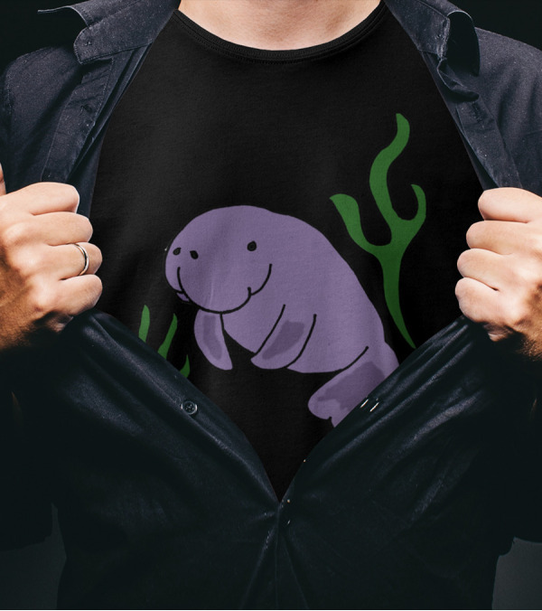 Hilarious Hugh Manatee With Seaweed Accents T-Shirt