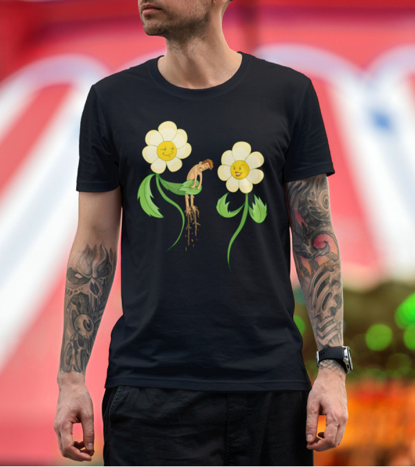 Premium T-Shirt: Luv Flower Boy with Laughing Daisy Faces T-Shirt Luv Flower Boy with Laughing Daisy Faces T-Shirt