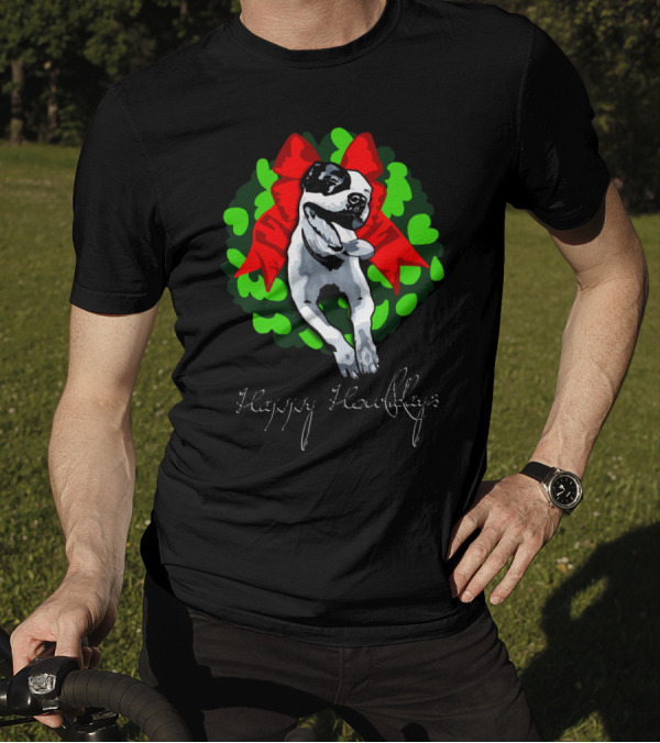Happy Howlidays Wreath With Dog T-Shirt