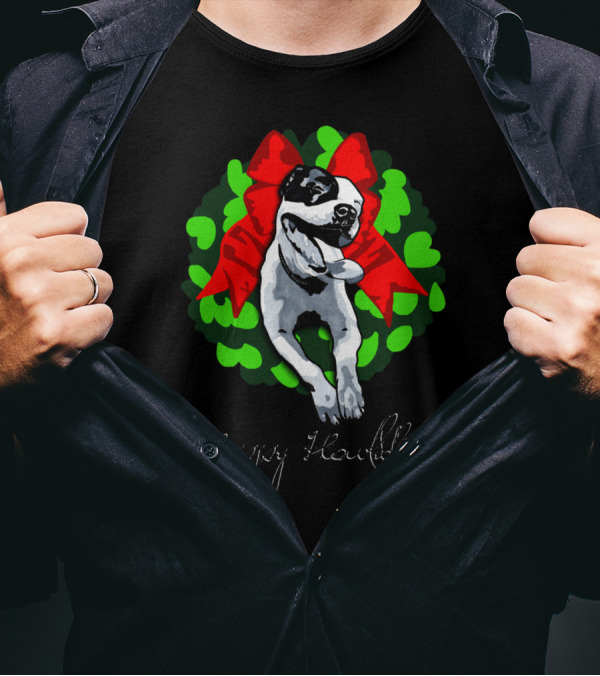 Happy Howlidays Wreath With Dog T-Shirt