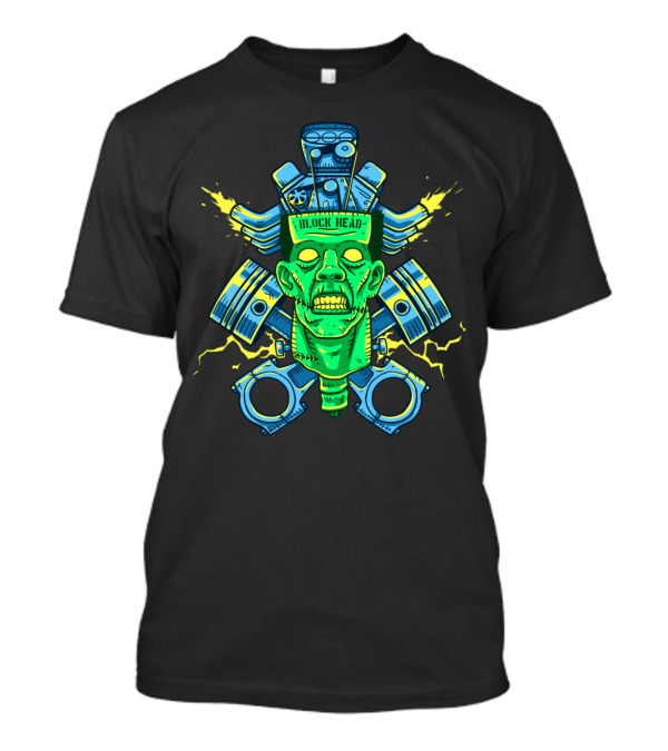 BLOCK HEAD Zombie Engine Pistons And Sparks T-Shirt