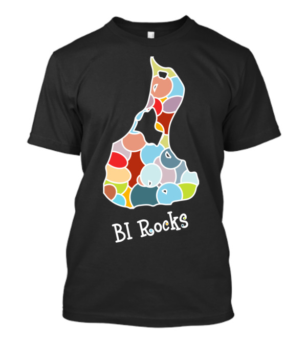 Block Island Rocks BI Colorful Map T-Shirt