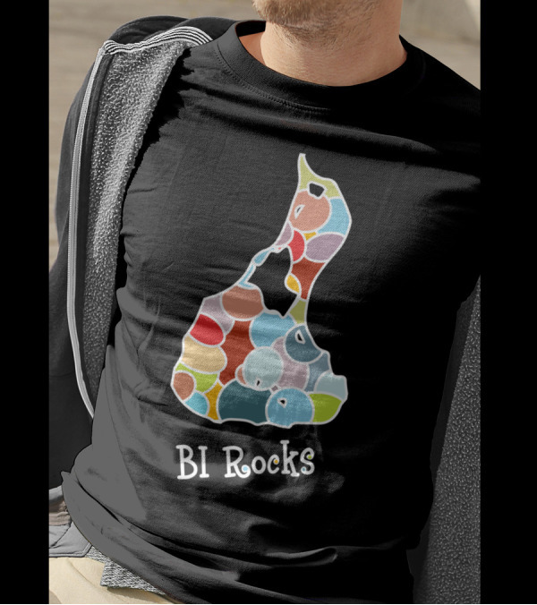 Block Island Rocks BI Colorful Map T-Shirt