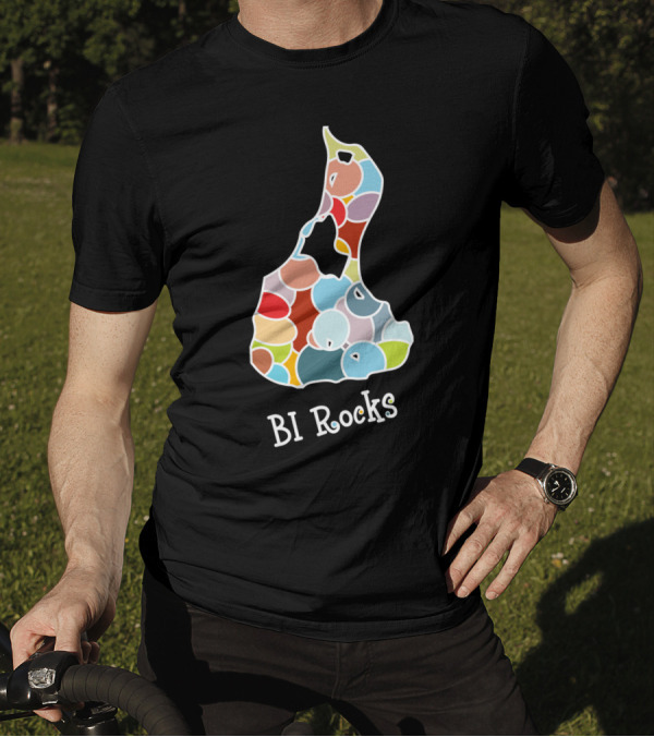 Block Island Rocks BI Colorful Map T-Shirt
