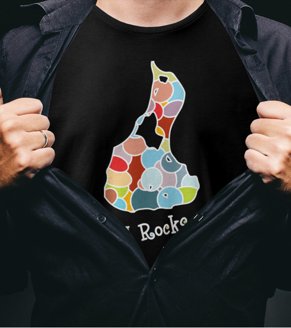 Block Island Rocks BI Colorful Map T-Shirt
