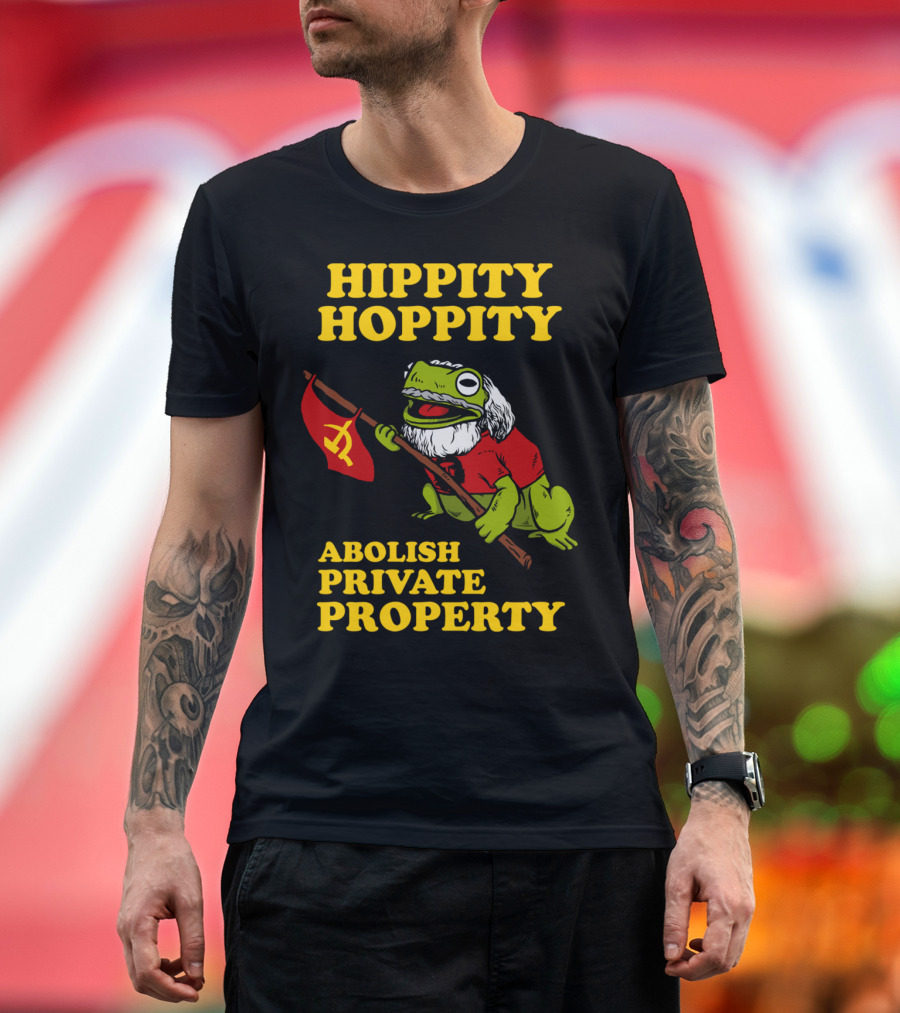 Hippity Hoppity Abolish Private Property Frog with Communist Flag T-Shirt