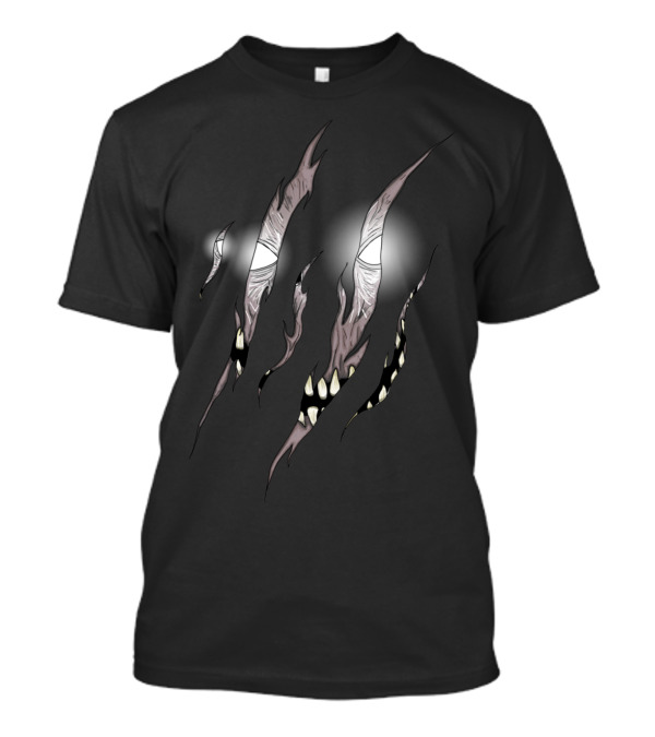 Demon Inside Squidmonkey Eyes And Claws Peering Through Darkness T-Shirt