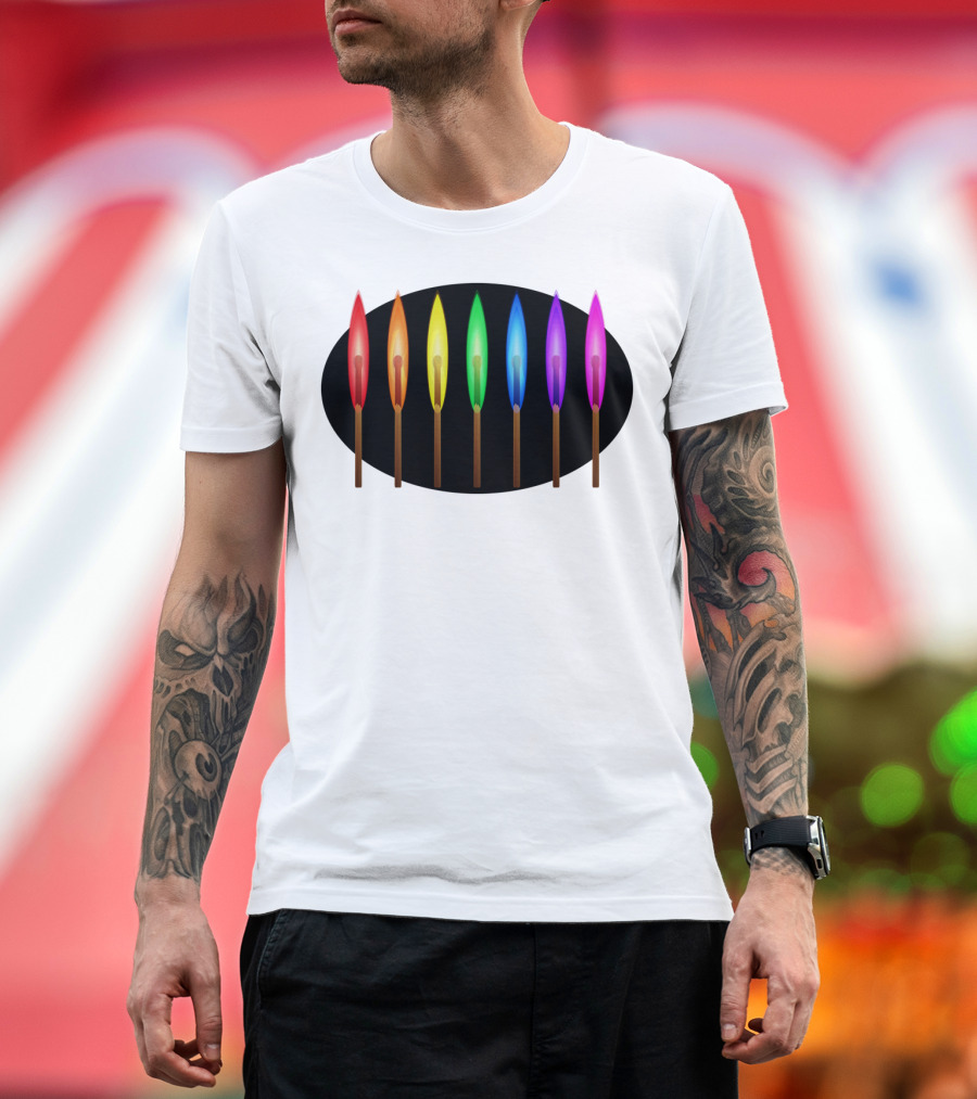 Rainbow Matches Colorful Sticks Spectrum Flame Quartet T-Shirt