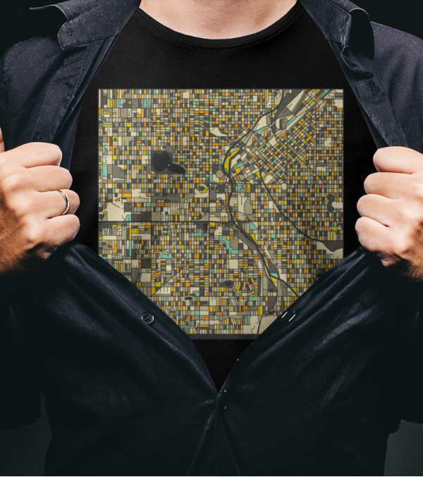 DENVER MAP COLORFUL CITY STREET GRID T-Shirt