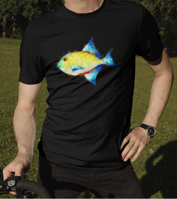 Esperimentoza Vibrant Yellow Blue Fish T-Shirt