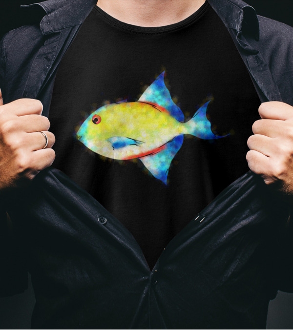 Esperimentoza Vibrant Yellow Blue Fish T-Shirt
