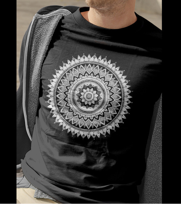 Continuum Mandala Black And White Geometric T-Shirt