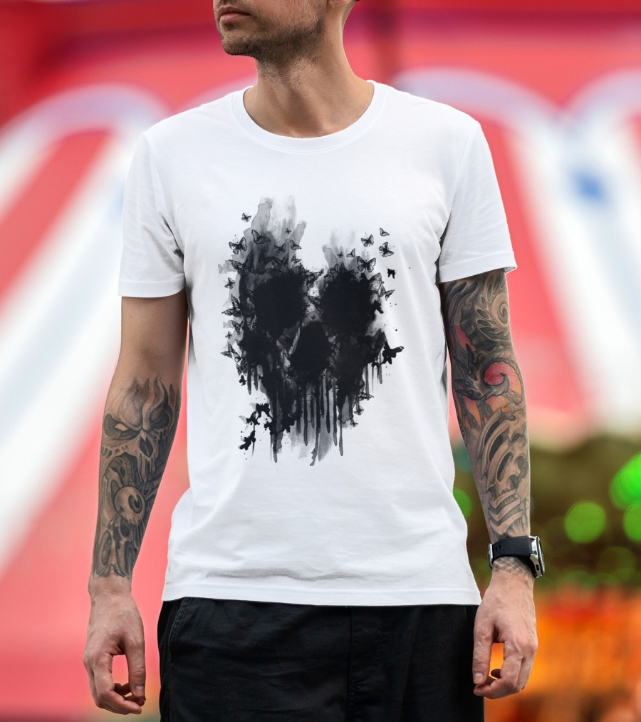 Butterfly Skull by Jun Salazar T-Shirt