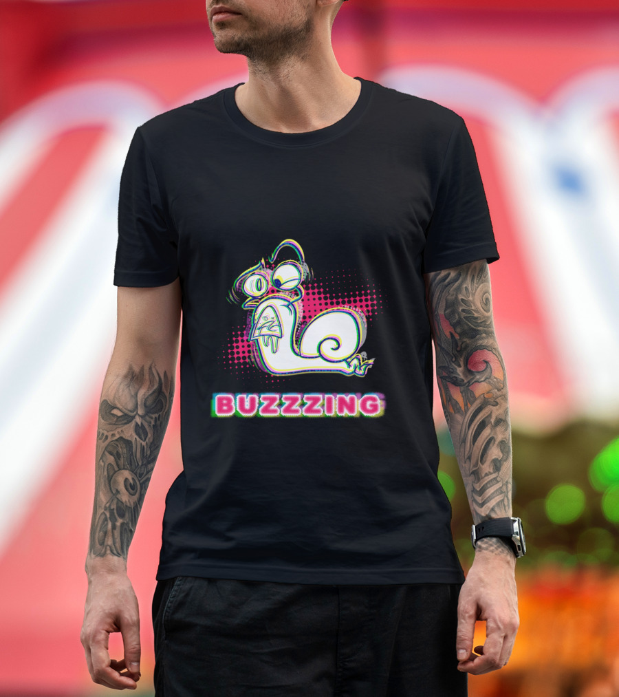 BUZZZING Retro Cartoon Vibe with Glitch Effect T-Shirt