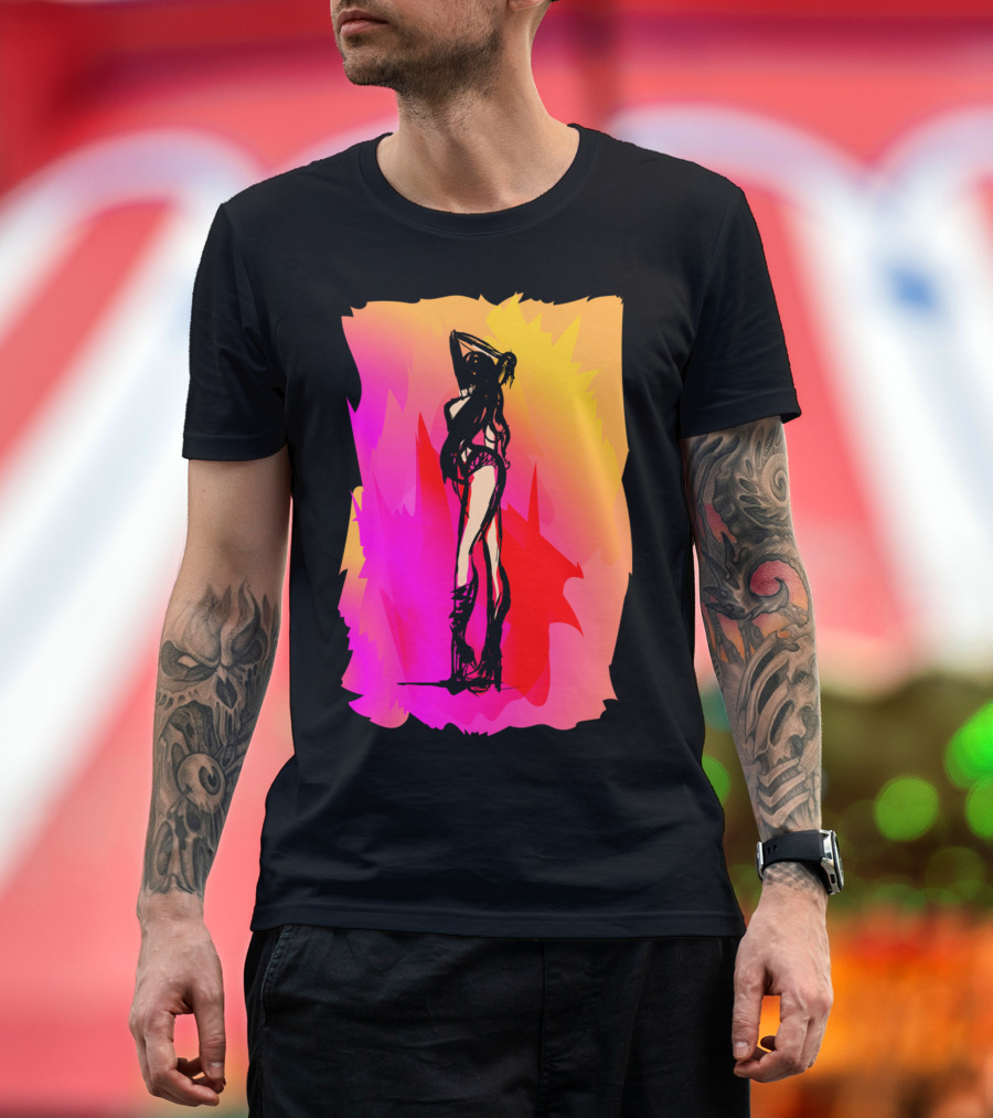 Evening Heat Dance Floor Silhouette on Vibrant Background T-Shirt