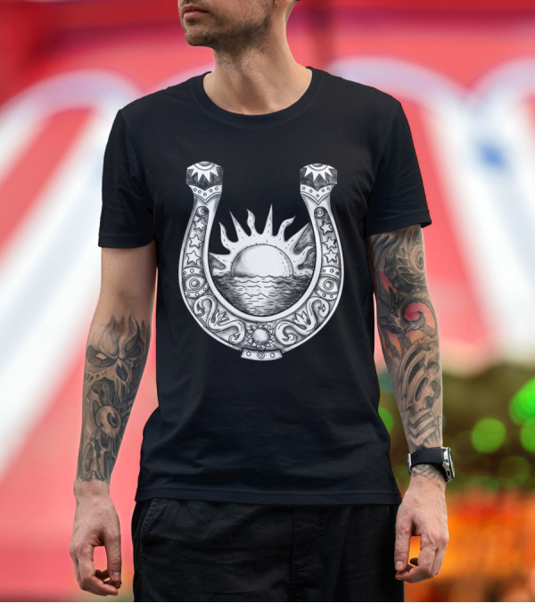Premium T-Shirt: Sun and Sea within Horseshoe Tattoo T-Shirt Sun and Sea within Horseshoe Tattoo T-Shirt