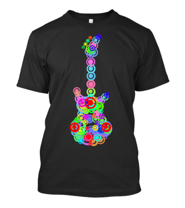 Cool And Colorful Guitar Made Of Multi-Colored Music Circles T-Shirt