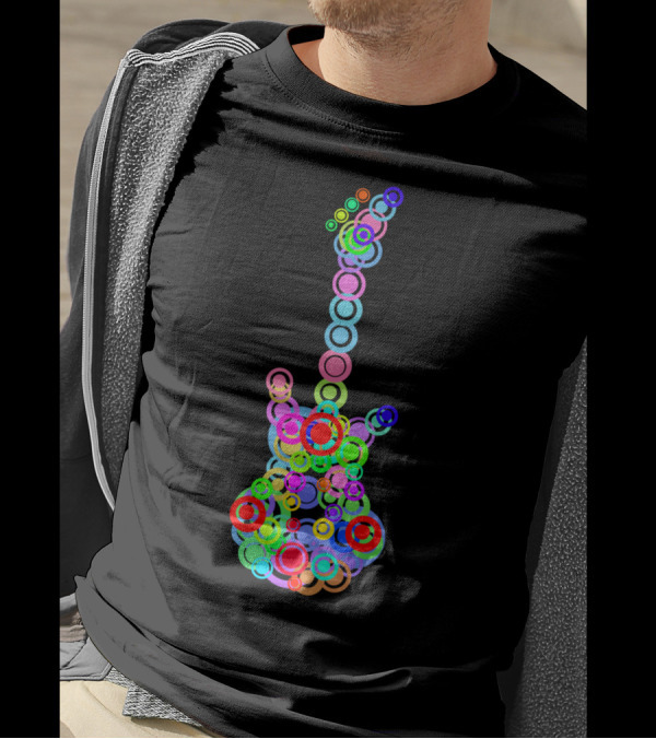 Cool And Colorful Guitar Made Of Multi-Colored Music Circles T-Shirt