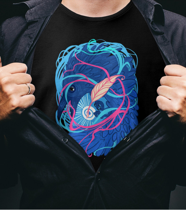 A Raven Memory Feathered Spiral T-Shirt