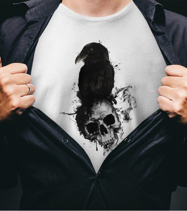 Raven And Skull Dark Gothic Aesthetic T-Shirt