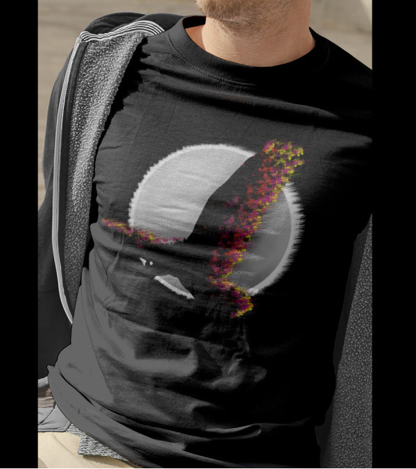 Raven Flying In Front Of White Full Moon With Vibrant Color Accents T-Shirt