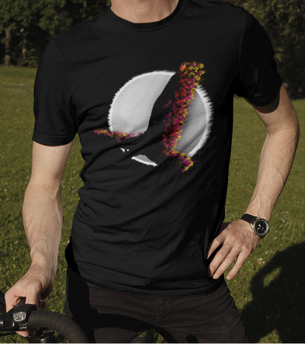 Raven Flying In Front Of White Full Moon With Vibrant Color Accents T-Shirt