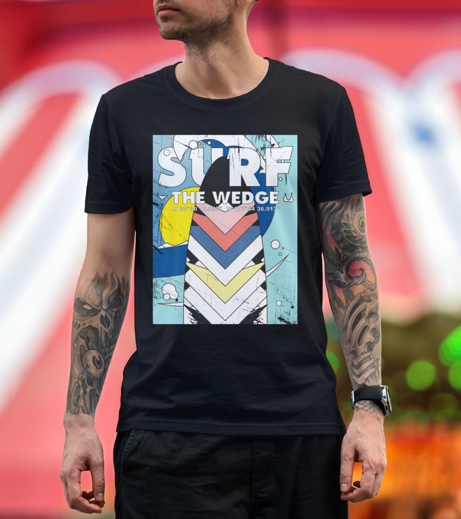 SURF THE WEDGE N 33° 36' 10.03 W 117° 54' 36.913 T-Shirt
