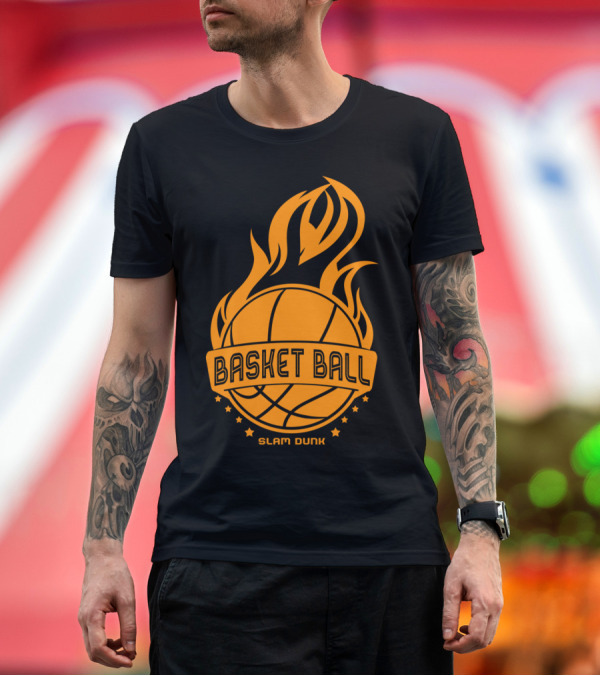 Premium T-Shirt: Basket Ball Slam Dunk Flame T-Shirt Basket Ball Slam Dunk Flame T-Shirt