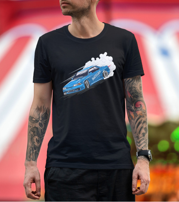 Premium T-Shirt: HATEGRIP Blue Drifting Car T-Shirt HATEGRIP Blue Drifting Car T-Shirt