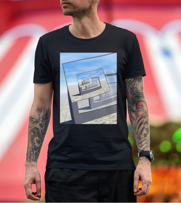 Premium T-Shirt: Surreal Infinite Loop Desert Monitors Canvas T-Shirt Surreal Infinite Loop Desert Monitors Canvas T-Shirt