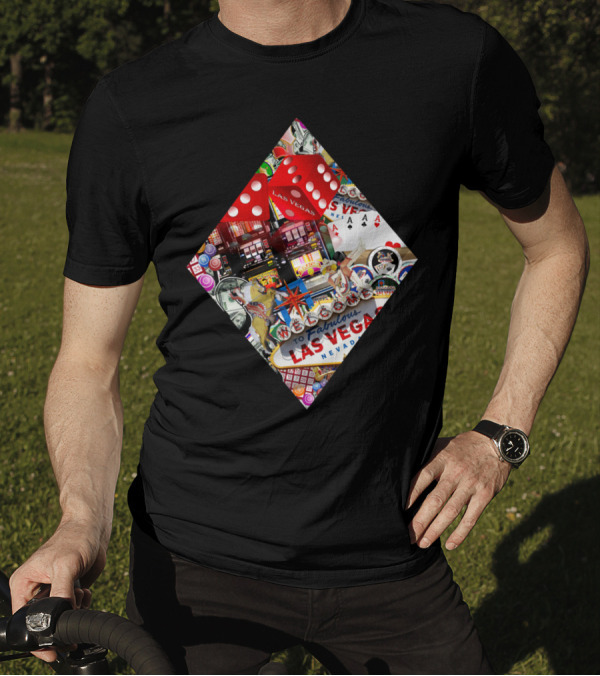 Welcome To Fabulous Las Vegas Diamond Playing Card Shape T-Shirt