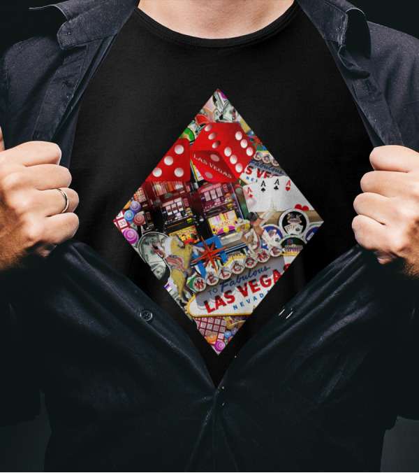 Welcome To Fabulous Las Vegas Diamond Playing Card Shape T-Shirt