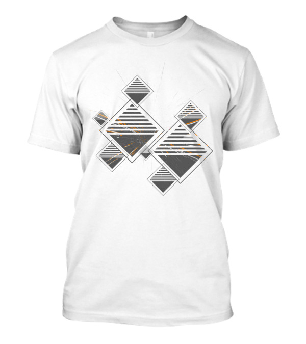 Diamond Strobe Geometric Pattern With Striped Highlights T-Shirt