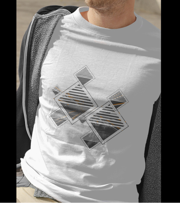 Diamond Strobe Geometric Pattern With Striped Highlights T-Shirt