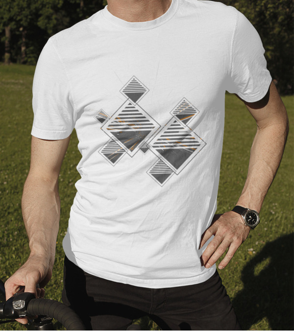Diamond Strobe Geometric Pattern With Striped Highlights T-Shirt