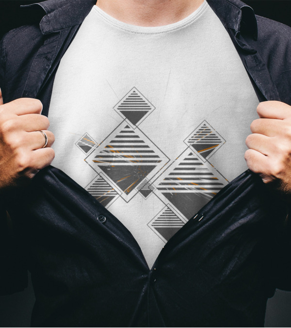 Diamond Strobe Geometric Pattern With Striped Highlights T-Shirt