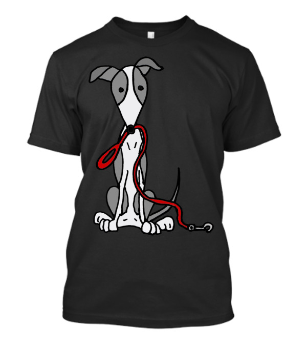 Cool Funny Greyhound Dog With Red Leash T-Shirt