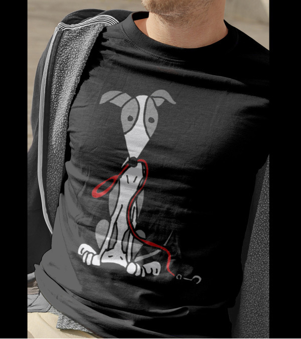 Cool Funny Greyhound Dog With Red Leash T-Shirt