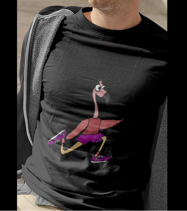 I Know I Run Like A Girl Try To Keep Up Cool Funny Pink Flamingo Running T-Shirt