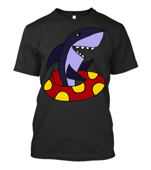 Cool Funny Shark Floating In Inner Tube T-Shirt