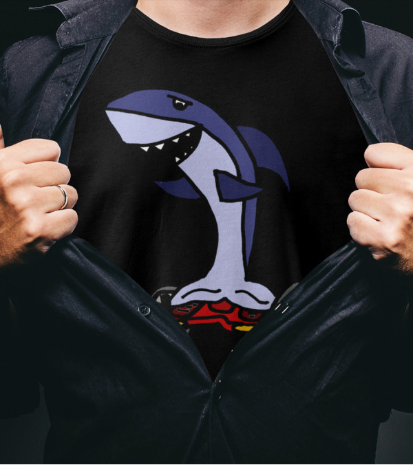 Cool Funny Shark Riding Hoverboard T-Shirt