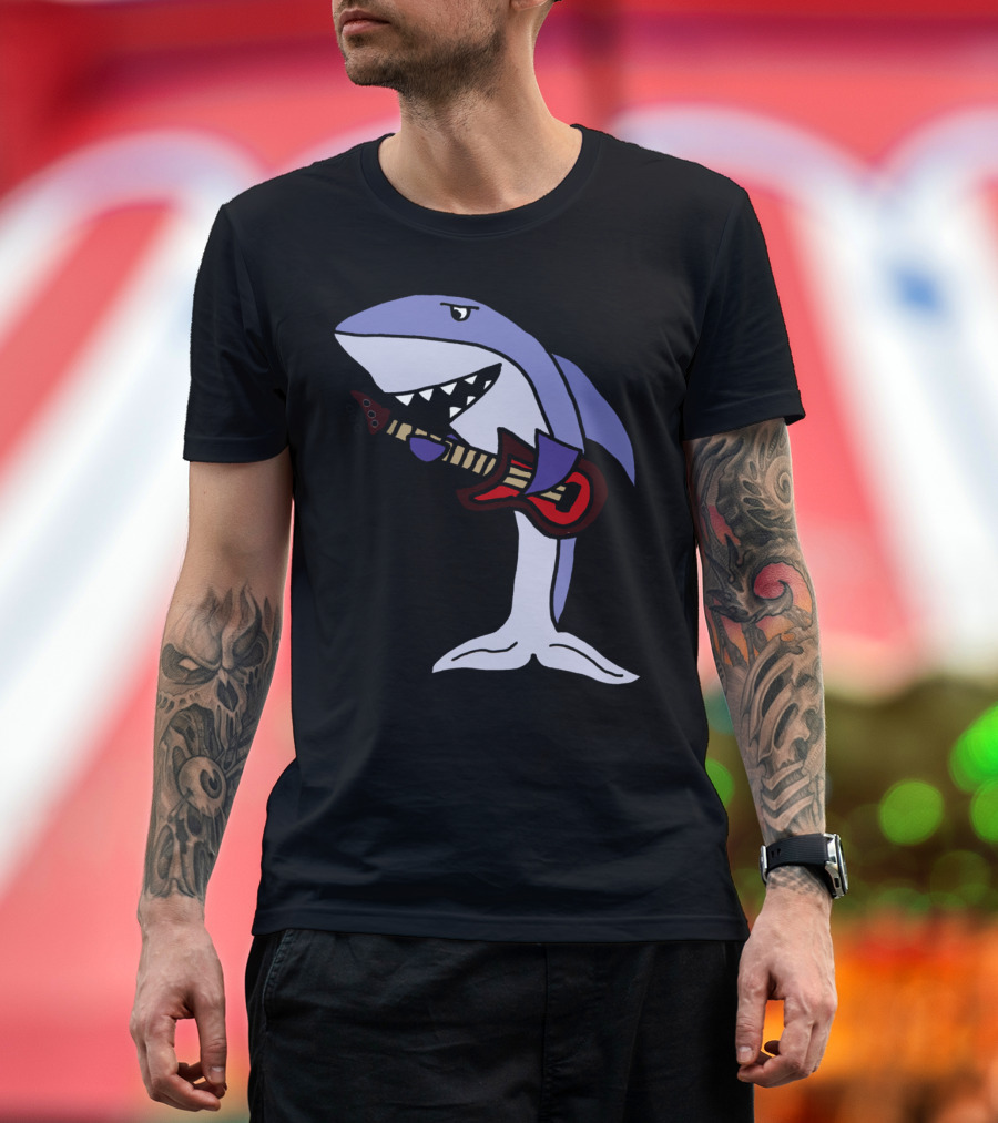 Cool Shark Playing Red Guitar T-Shirt