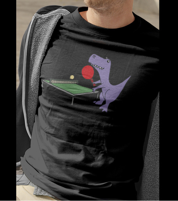 Cool Funny Rex Dinosaur Playing Table Tennis T-Shirt