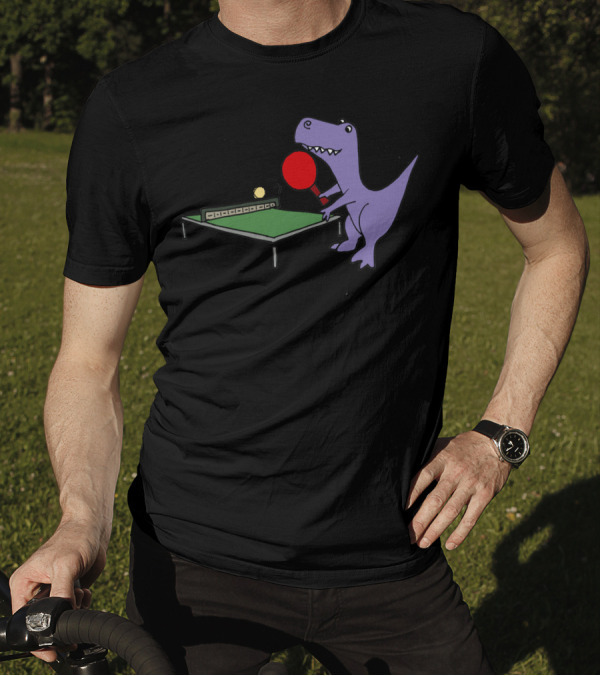 Cool Funny Rex Dinosaur Playing Table Tennis T-Shirt
