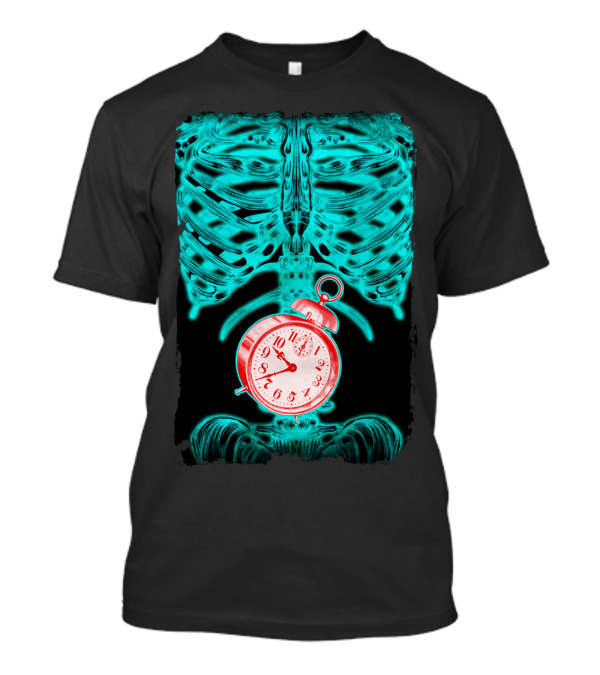 Hungry Man Xray Skeleton With Red Pocket Watch Inside T-Shirt