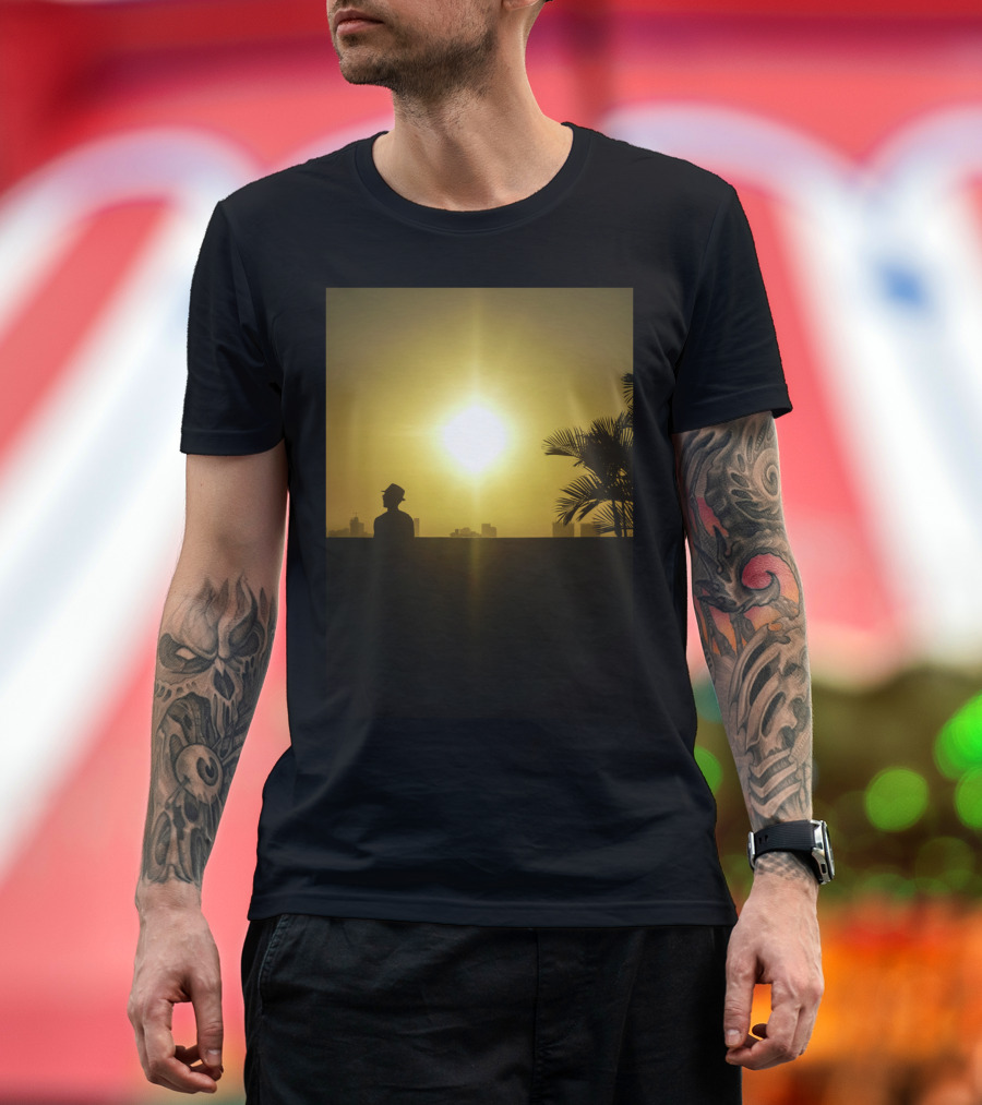 Cool Man Silhouette at Golden Sunset in Cartagena Colombia T-Shirt