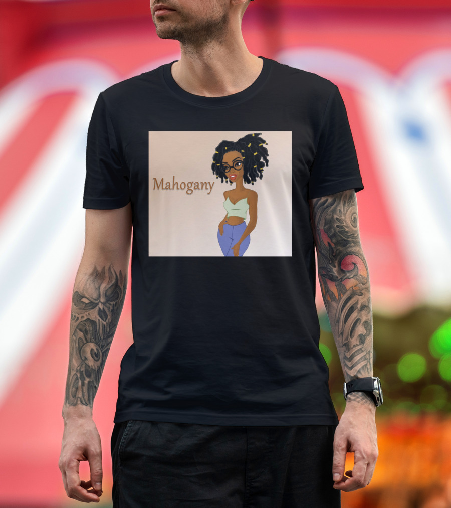 Mahogany Beautiful Woman with Glasses and Curly Hair T-Shirt