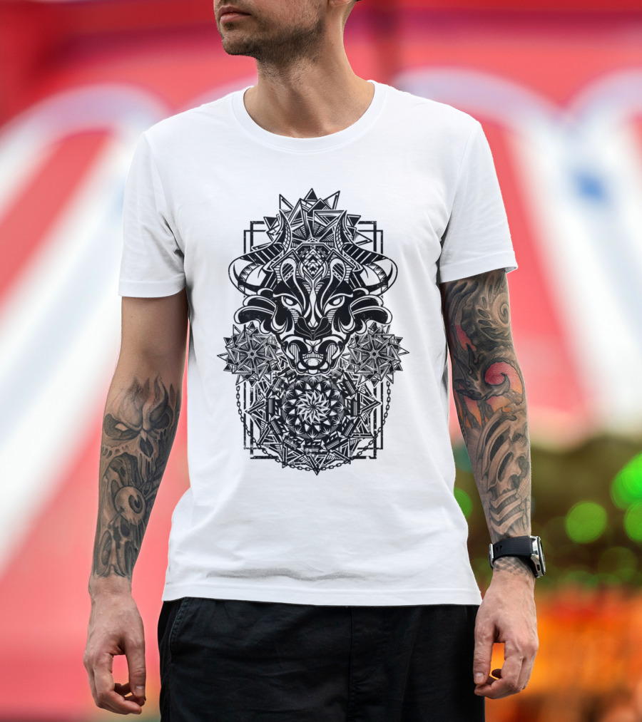 Battle Without Honor Or Humanity Intricate Geometric Bull T-Shirt