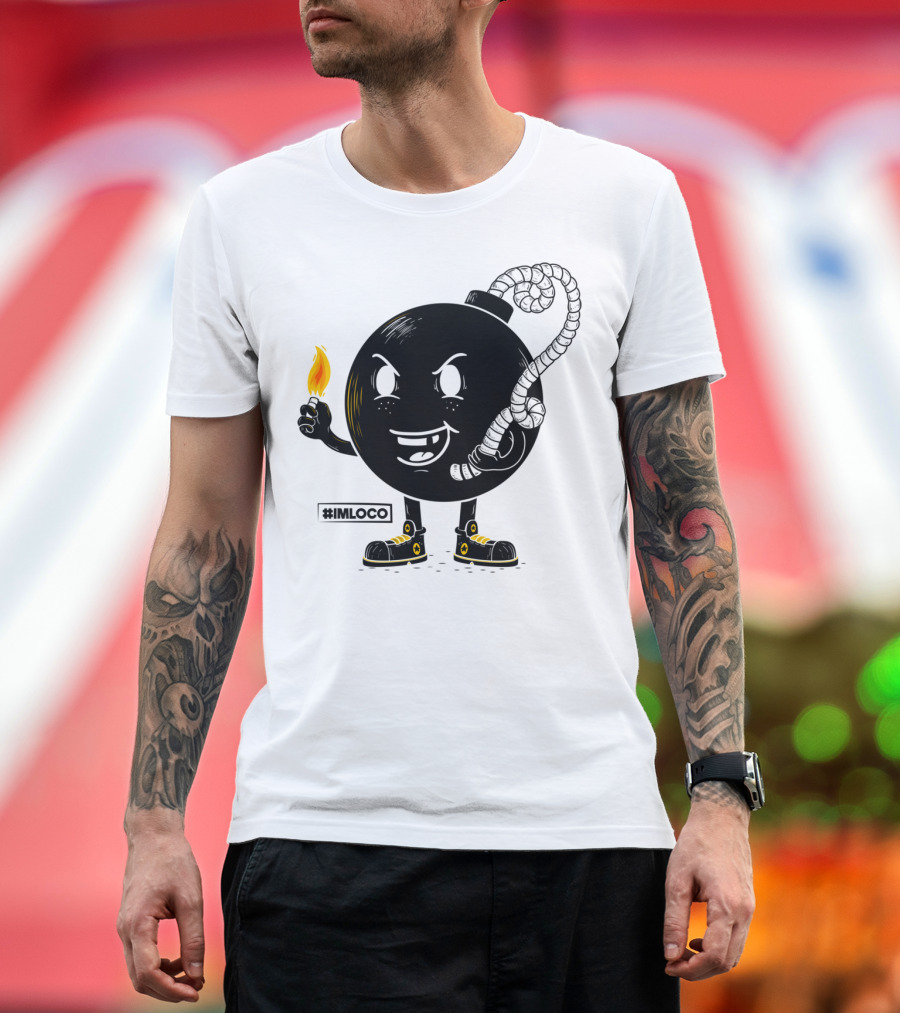 I Am Loco #IMLOCO Bomb Character with Flame and Sneakers T-Shirt