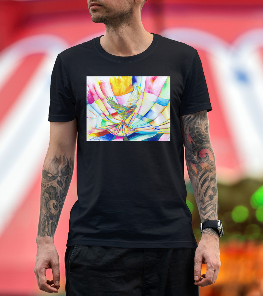 Colorful Hawk in Abstract Kaleidoscope T-Shirt